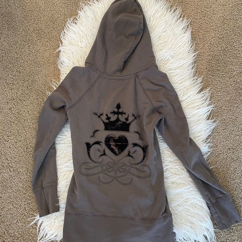 Juicy Couture Brown Hoodie with Velvet heart/crown